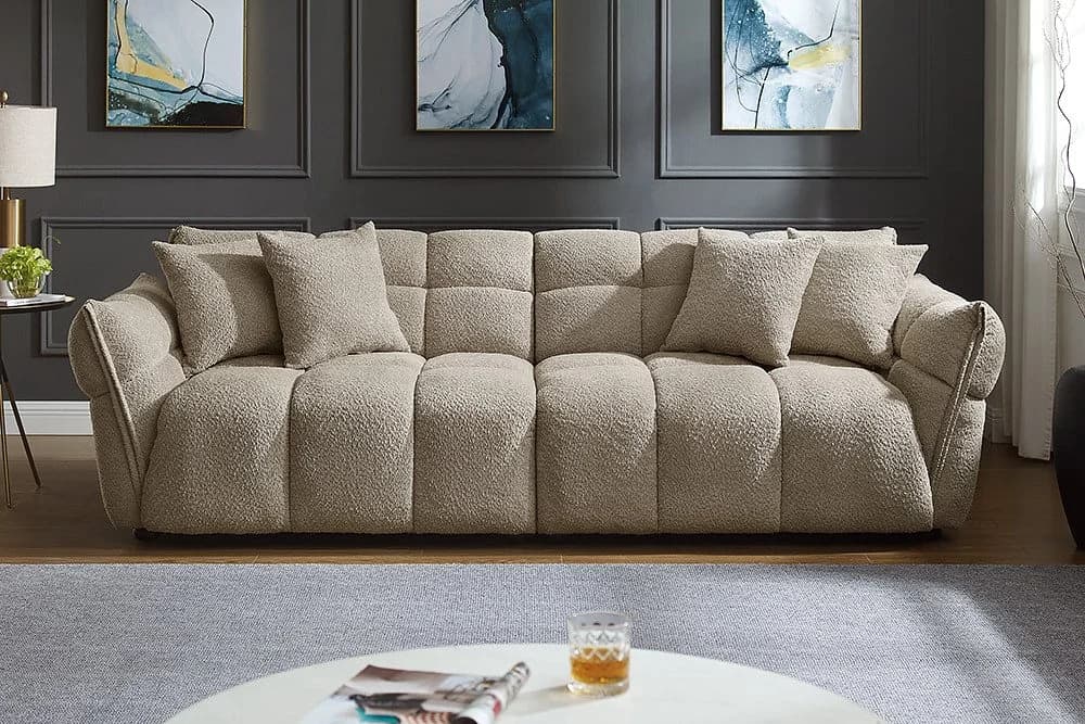 riess-ambiente CLOUD XXL Sofa 260cm Champagner Greige Bouclé - Bild 4