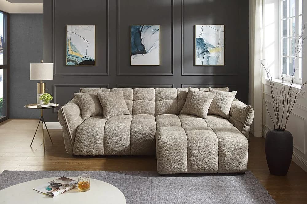 riess-ambiente CLOUD XXL Sofa 260cm Champagner Greige Bouclé - Bild 5