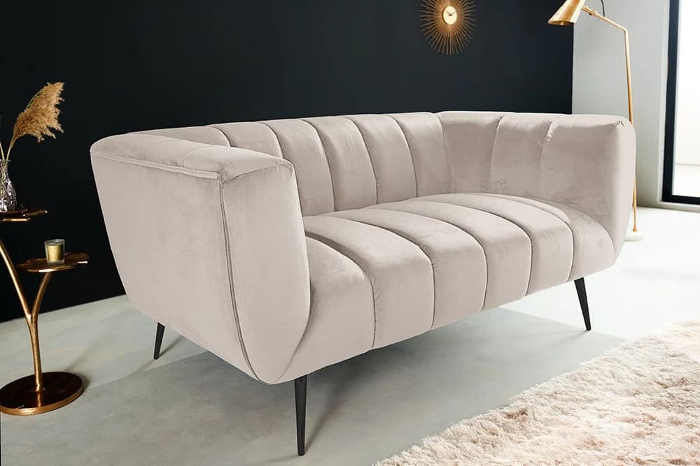 riess-ambiente NOBLESSE 2-Sitzer Sofa Samt Champagner Schwarz Retro - Bild 2