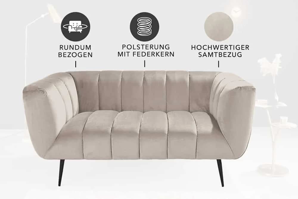 riess-ambiente NOBLESSE 2-Sitzer Sofa Samt Champagner Schwarz Retro - Bild 3
