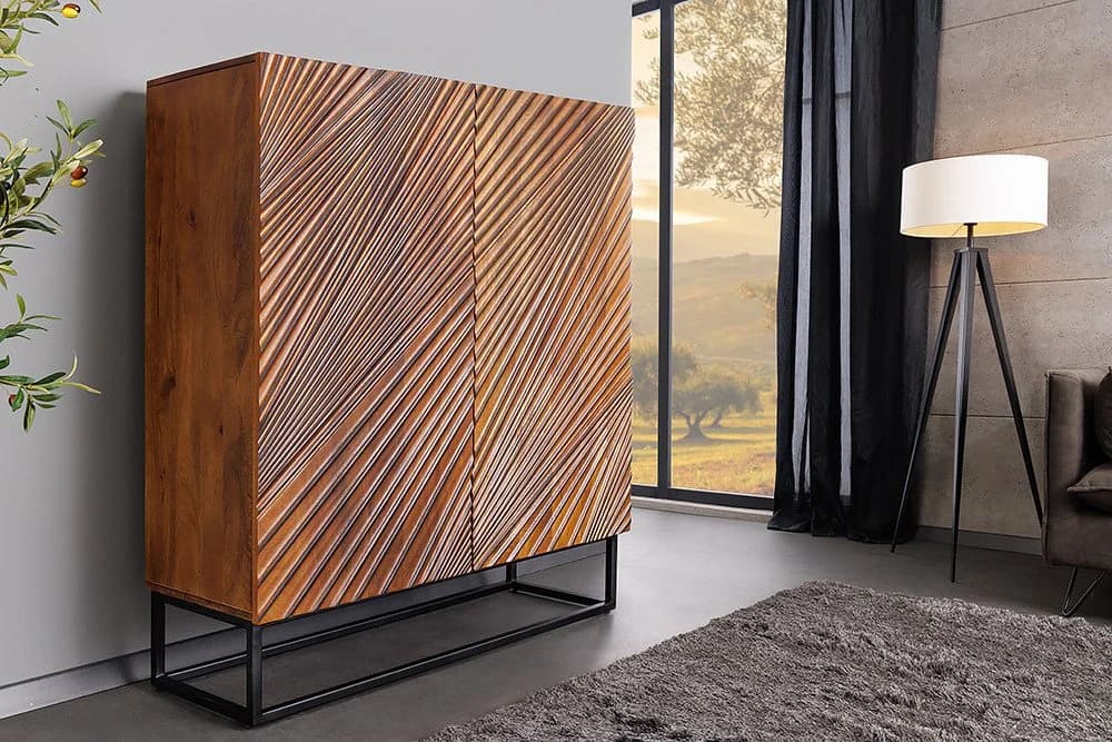 riess-ambiente Highboard ART 120cm braun/schwarz Massivholz 3D-Design - Bild 2