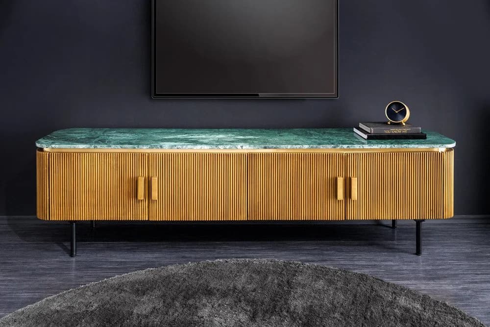 riess-ambiente TV-Board VENEZIANO Mangoholz Marmorplatte Retro-Design