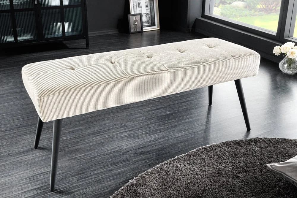 riess-ambiente Sitzbank BOUTIQUE Beige Schwarz Cord Metall - Bild 2