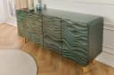 riess-ambiente Sideboard WAVE türkis/gold Massivholz Retro Design Bild 1