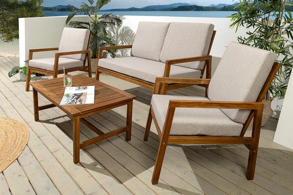 riess-ambiente Sitzgruppe BALI 110cm braun Garten Set 4-tlg. Massivholz - Bild 2