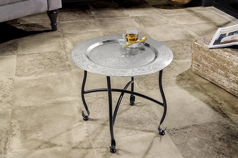 riess-ambiente Beistelltisch MARRAKESCH Silber/Schwarz Metall Klappbar - Bild 3