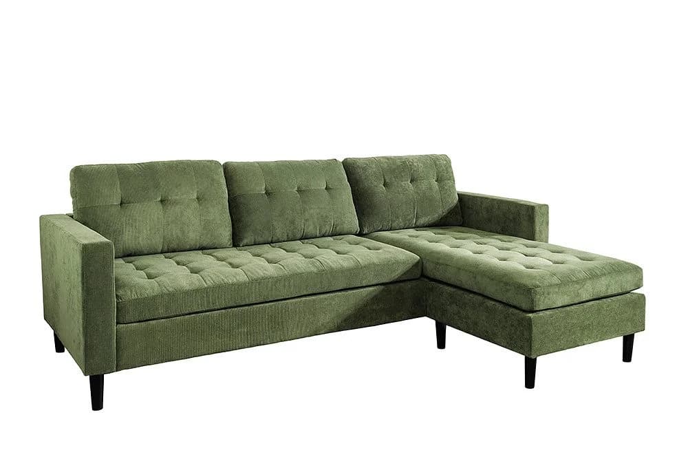 riess-ambiente Ecksofa STOCKHOLM 220cm Grün Cordbezug Federkern