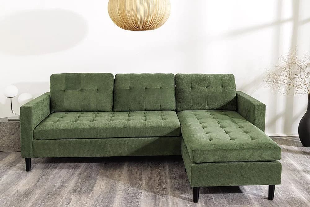 riess-ambiente Ecksofa STOCKHOLM 220cm Grün Cordbezug Federkern - Bild 3