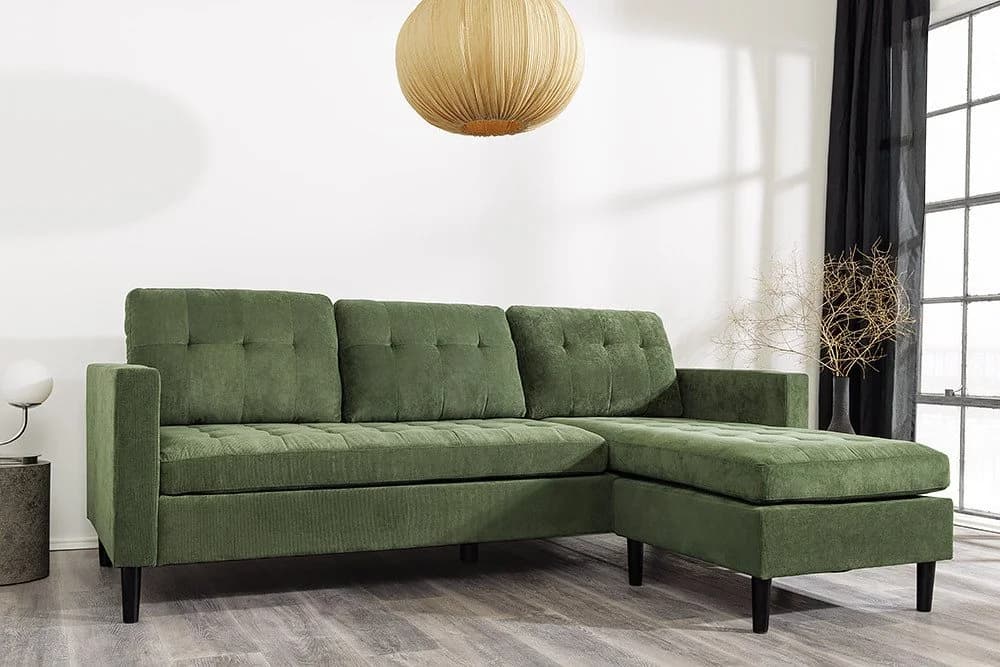 riess-ambiente Ecksofa STOCKHOLM 220cm Grün Cordbezug Federkern - Bild 4