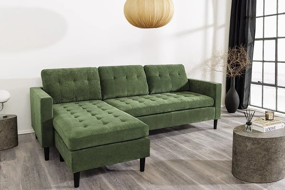 riess-ambiente Ecksofa STOCKHOLM 220cm Grün Cordbezug Federkern - Bild 5