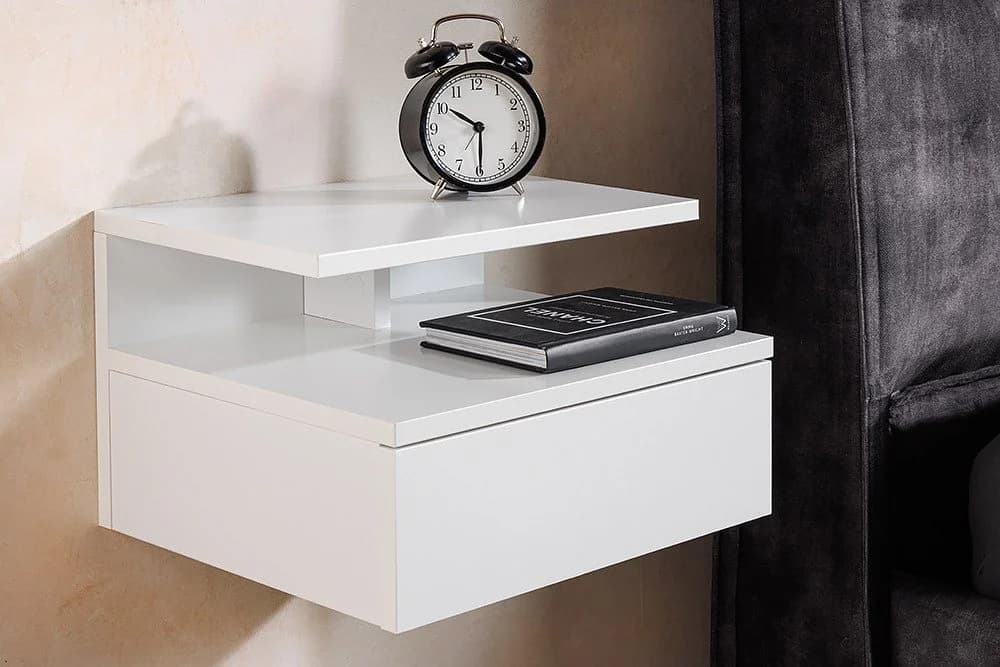 riess-ambiente Nachttisch FLOATING 35cm weiß · hängendes Regal mit Schublade