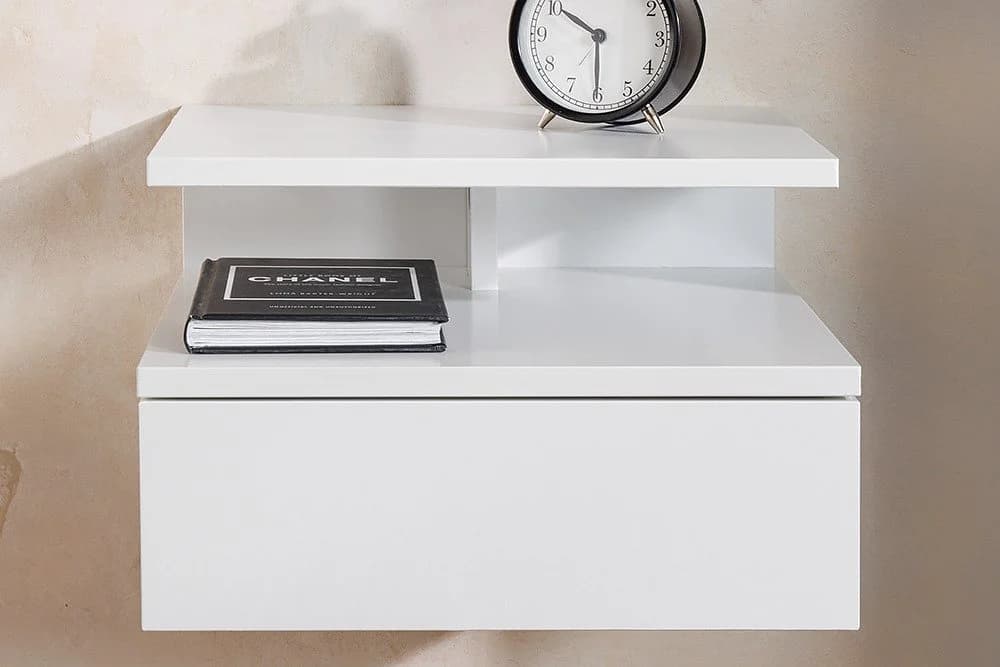 riess-ambiente Nachttisch FLOATING 35cm weiß · hängendes Regal mit Schublade - Bild 3