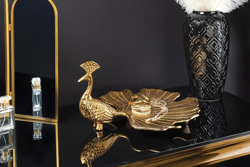 riess-ambiente Dekoschale WILDLIFE PEACOCK 40cm Gold Pfauen-Design