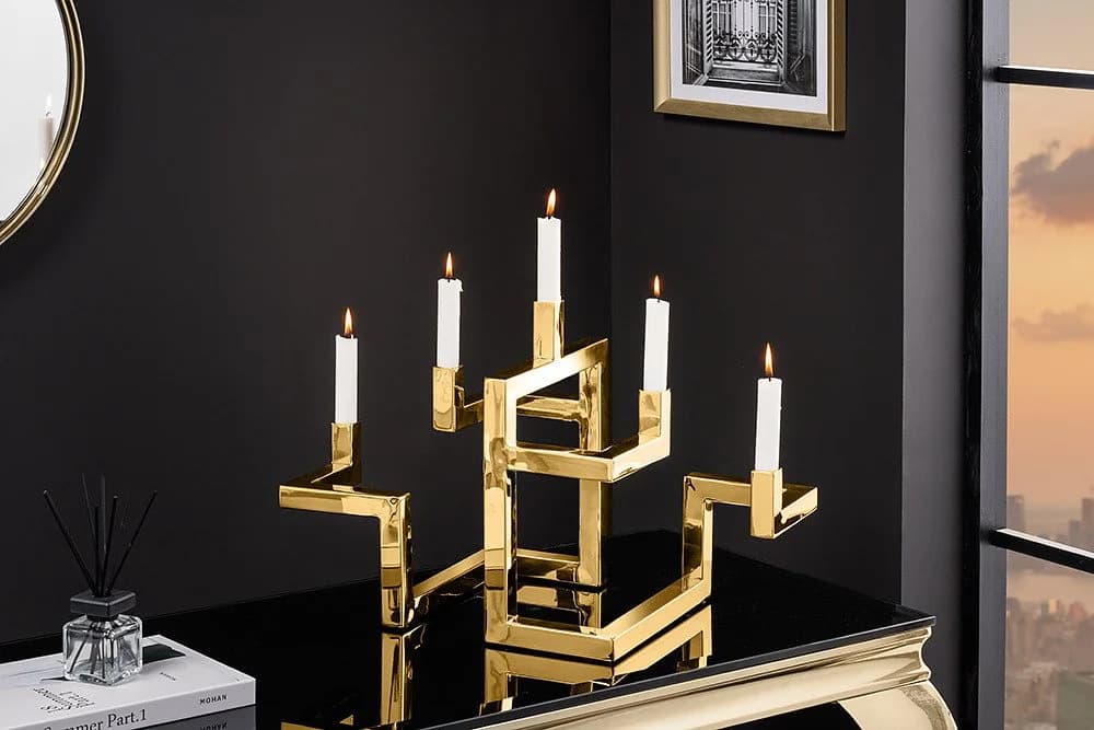 riess-ambiente Kerzenhalter ABSTRACT 50cm Gold Metall Geometrisch - Bild 2