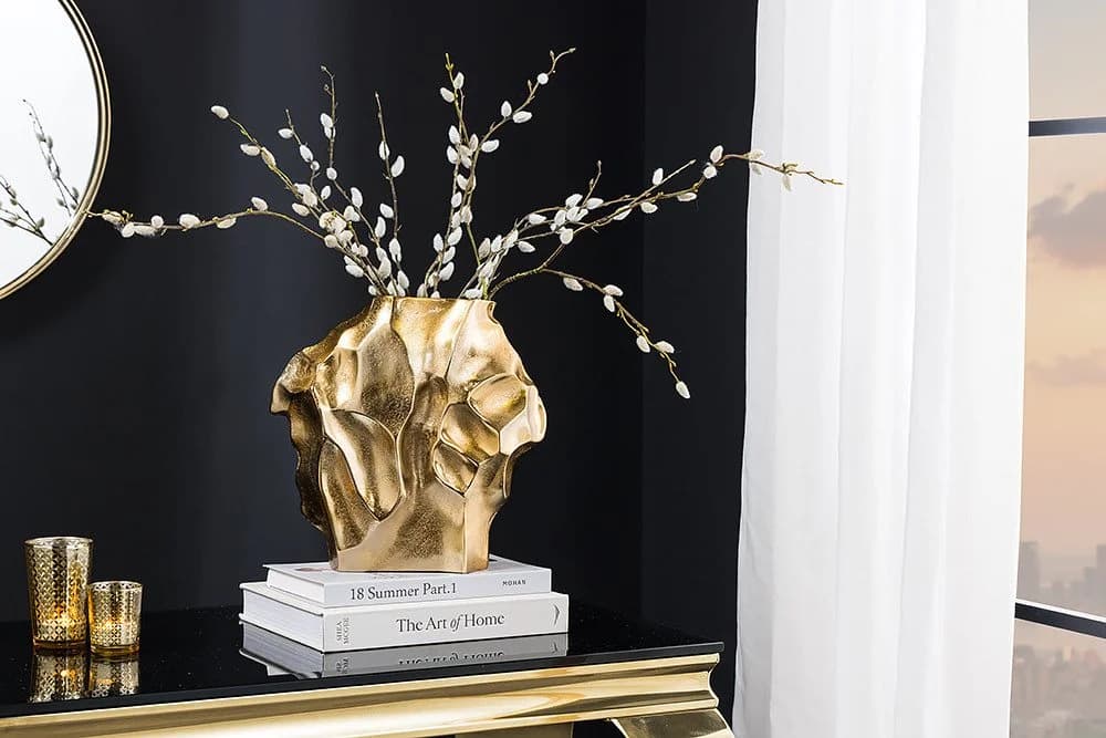 riess-ambiente Dekovase LIQUID 25cm Gold Hammerschlag-Design