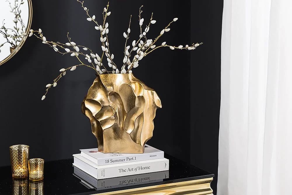 riess-ambiente Dekovase LIQUID 25cm Gold Hammerschlag-Design - Bild 2