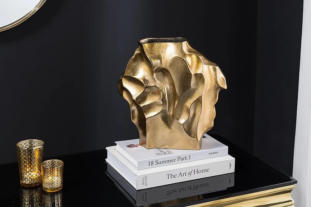 riess-ambiente Dekovase LIQUID 25cm Gold Hammerschlag-Design - Bild 3