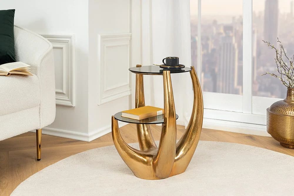 riess-ambiente Beistelltisch LEVELS 50cm Gold Antik Schwarz