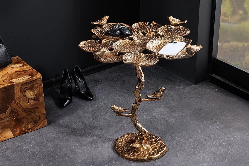 riess-ambiente Beistelltisch BIRDS 65cm messing Blatt-Design Vogel-Skulpturen - Bild 2
