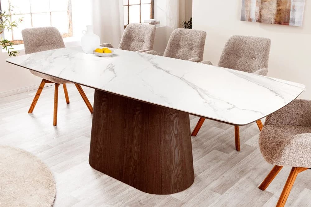 riess-ambiente Säulen-Esstisch UNIQUE 200cm Weiß/Braun Keramik - Bild 3