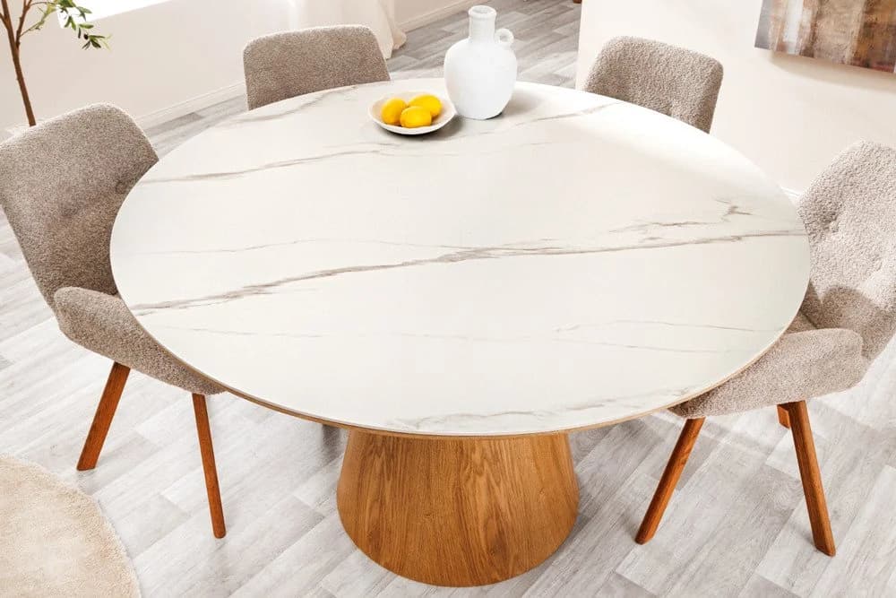 riess-ambiente Esstisch UNIQUE 120cm weiß Keramik Säulenfuß