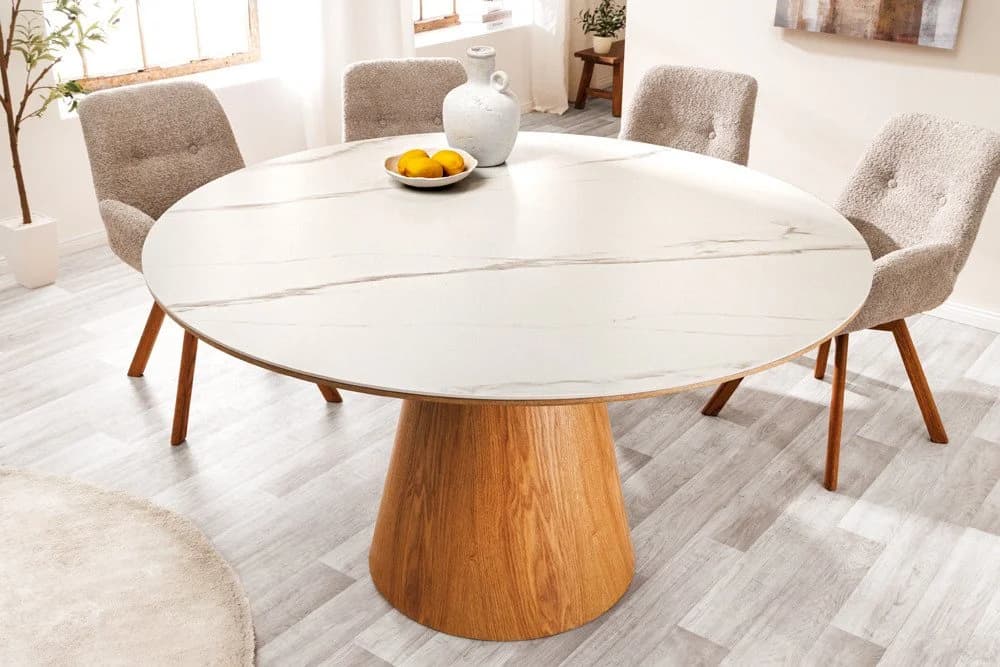 riess-ambiente Esstisch UNIQUE 120cm weiß Keramik Säulenfuß - Bild 3
