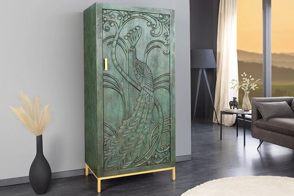 riess-ambiente Highboard PEACOCK 170cm grün gold Mango-Massivholz - Bild 2