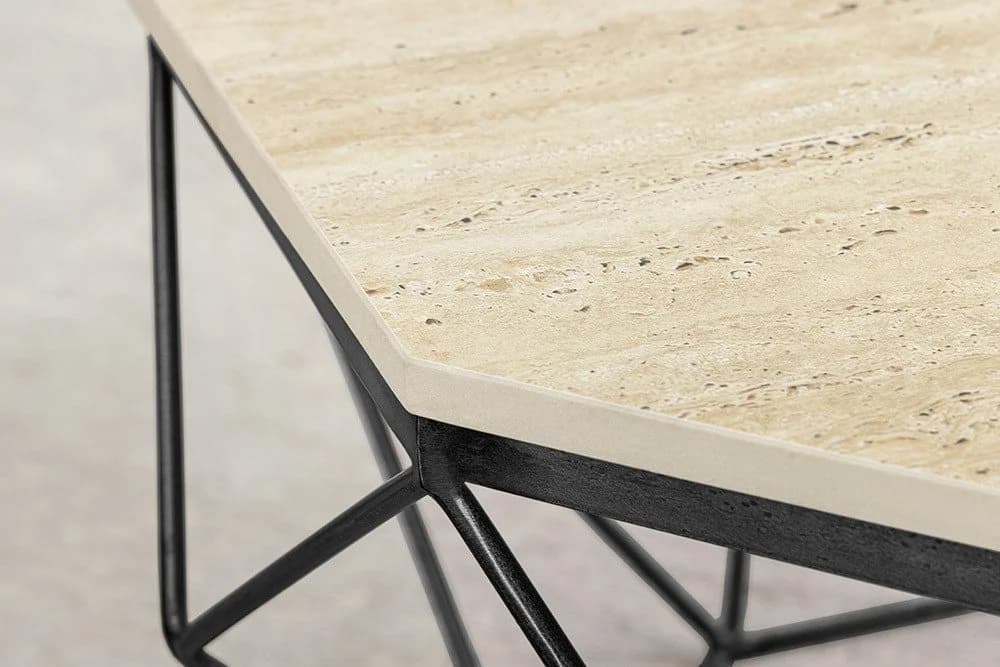riess-ambiente Couchtisch DIAMOND Travertin Beige Schwarz Achterckig - Bild 4