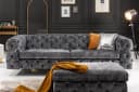 riess-ambiente 3-Sitzer Sofa Modern Barock Grau Samt Chesterfield Bild 5