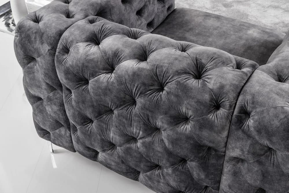 riess-ambiente Chesterfield-Sessel MODERN BAROCK Dunkelgrau Samt - Bild 4