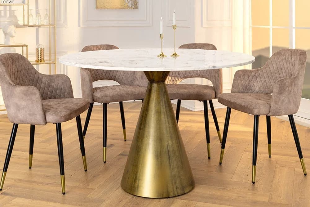 riess-ambiente Esstisch ELEGANCIA weiß Marmor Messing Gold - Bild 2