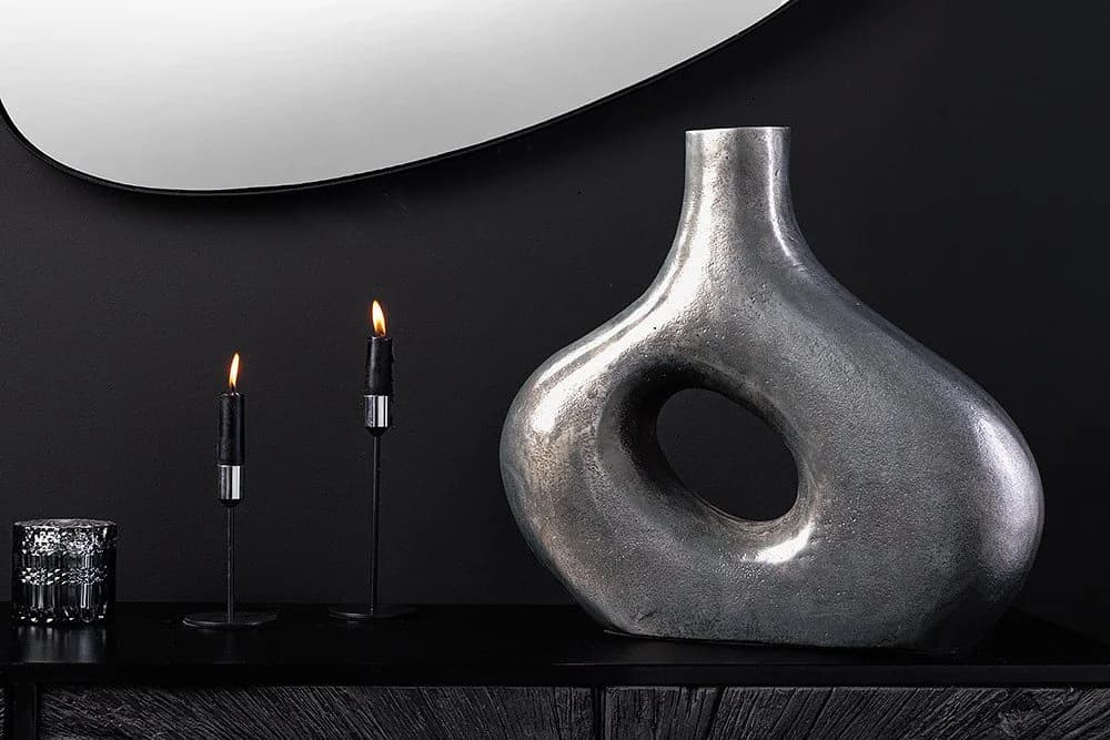 riess-ambiente Dekovase RING 30cm Dunkelgrau Metall Blumenvase