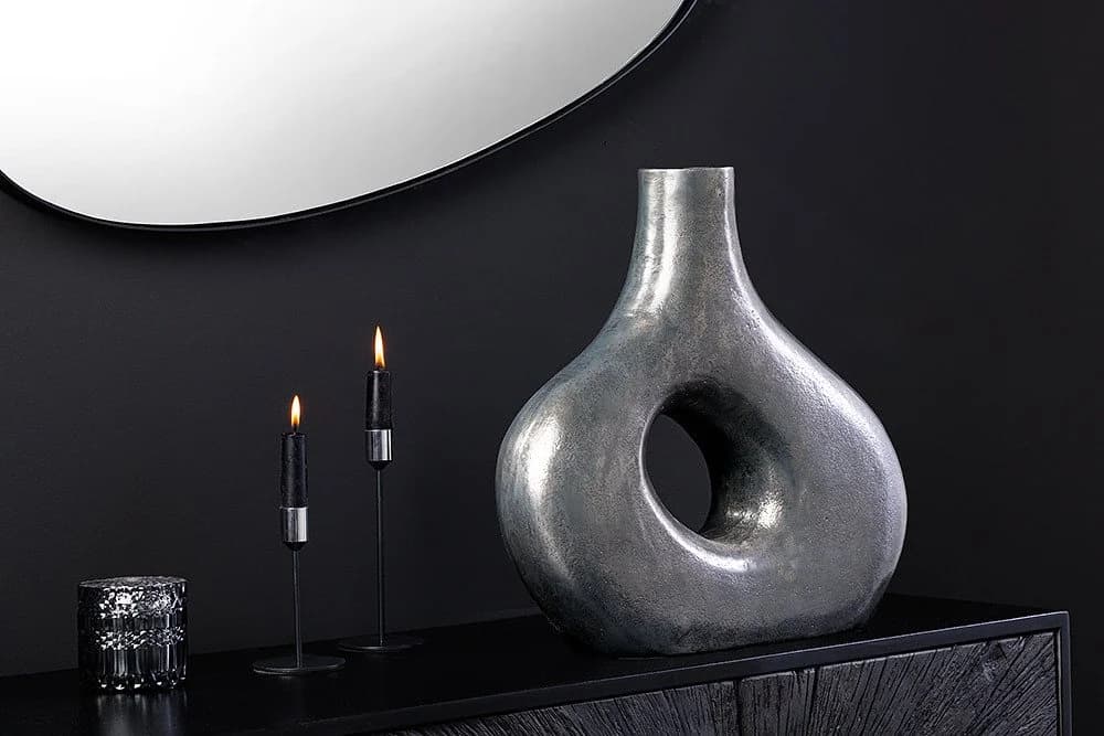 riess-ambiente Dekovase RING 30cm Dunkelgrau Metall Blumenvase - Bild 2