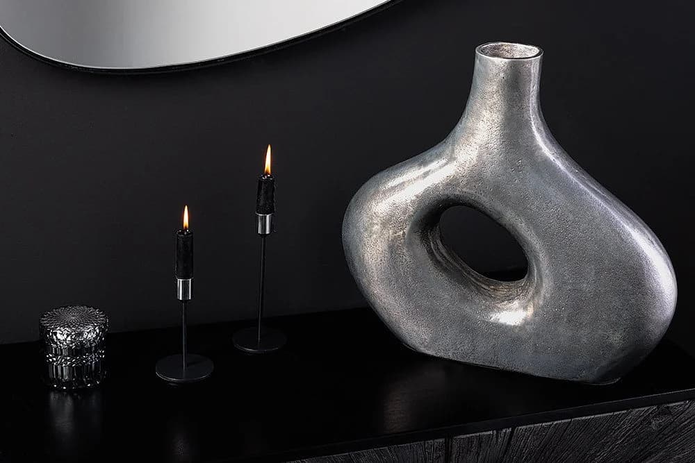riess-ambiente Dekovase RING 30cm Dunkelgrau Metall Blumenvase - Bild 4