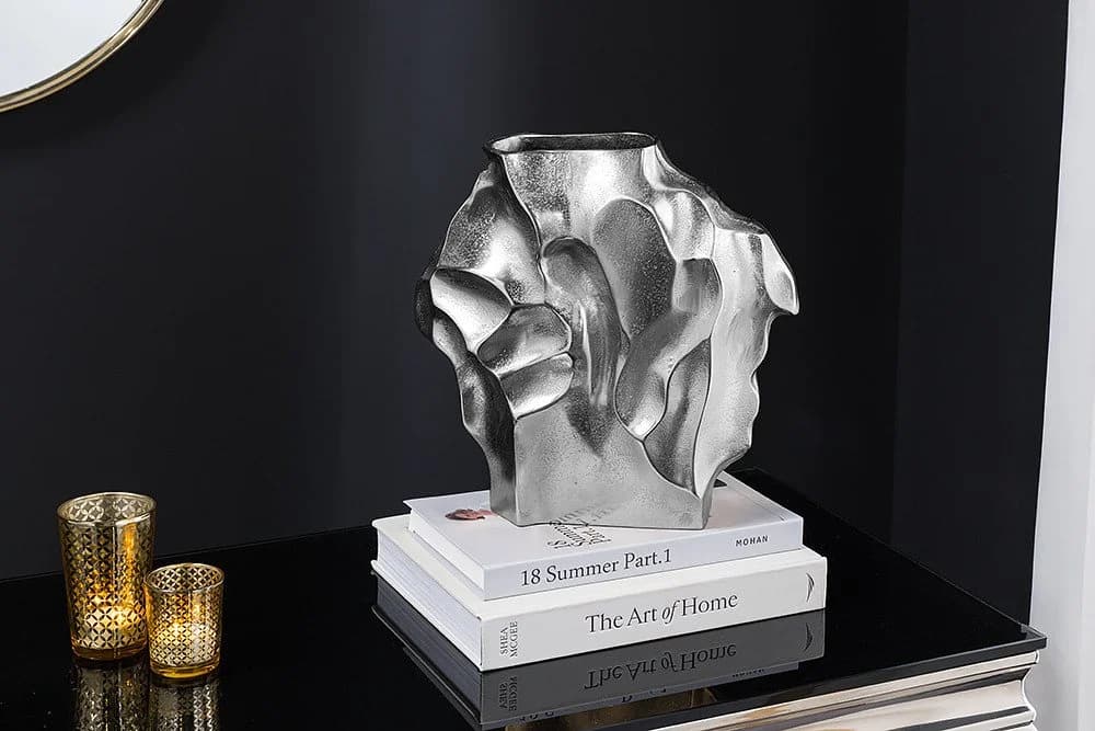 riess-ambiente Dekovase LIQUID 30cm silber Hammerschlag Design
