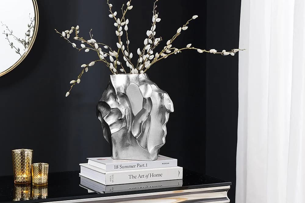 riess-ambiente Dekovase LIQUID 30cm silber Hammerschlag Design - Bild 3