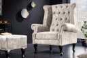 Riess Ambiente Ohrensessel Chesterfield Champagner Beige Samt Bild 1