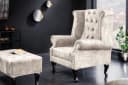 Riess Ambiente Ohrensessel Chesterfield Champagner Beige Samt Bild 2