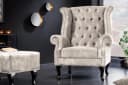 Riess Ambiente Ohrensessel Chesterfield Champagner Beige Samt Bild 3