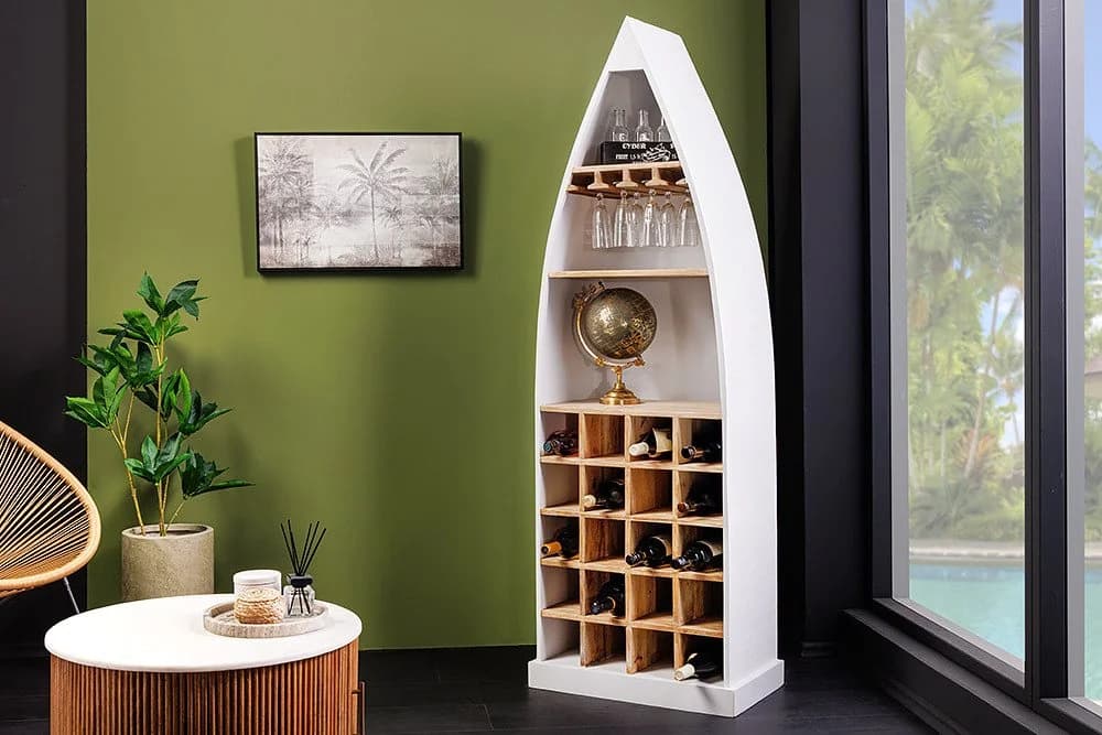 riess-ambiente Weinregal SEVEN SEAS 180cm Weiß Mangoholz