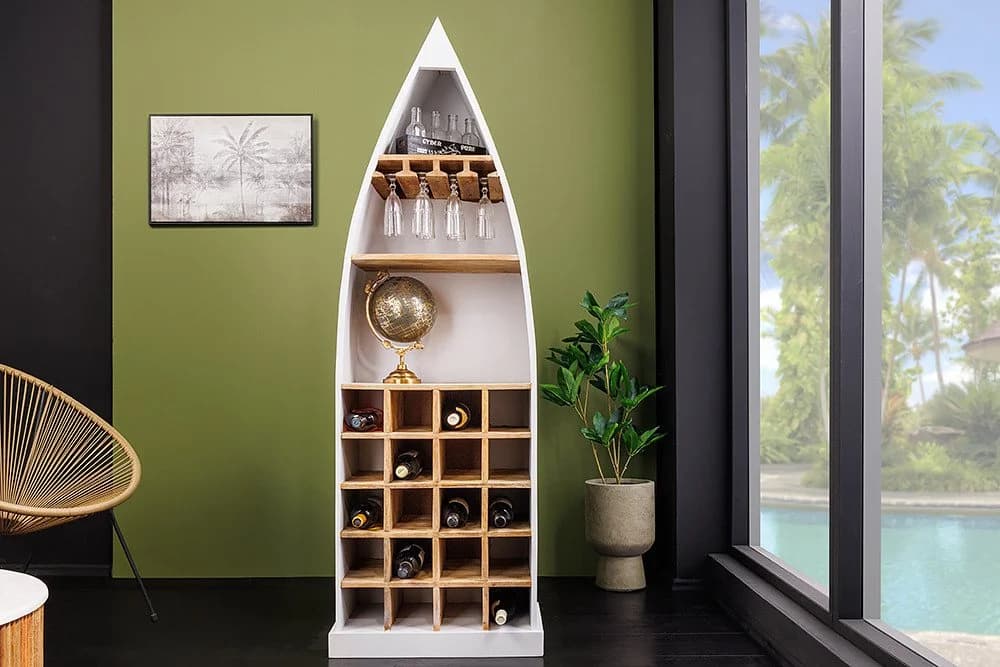 riess-ambiente Weinregal SEVEN SEAS 180cm Weiß Mangoholz - Bild 2