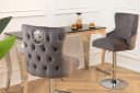 riess-ambiente Barhocker CASTLE DELUXE grau/silber Samt mit Löwenkopf Bild 3