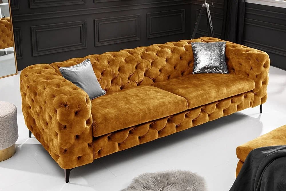 riess-ambiente 3-Sitzer Sofa Chesterfield Senfgelb - Bild 5