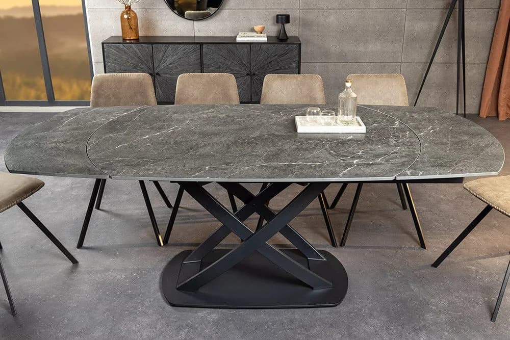 riess-ambiente Esstisch INCEPTION 130-190cm Anthrazit Schwarz Ovaler Keramik & Metalltisch - Bild 4