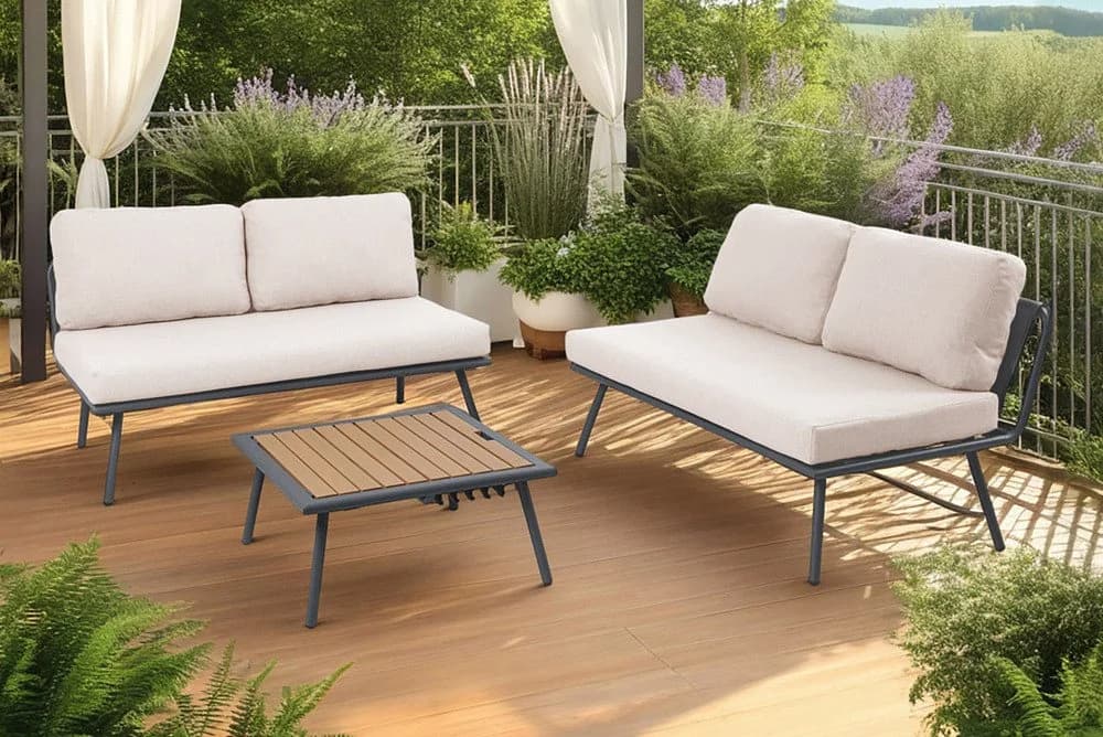 riess-ambiente Outdoor Lounge MOBILE MODULAR Anthrazit/Hellgrau mit Tisch - Bild 3