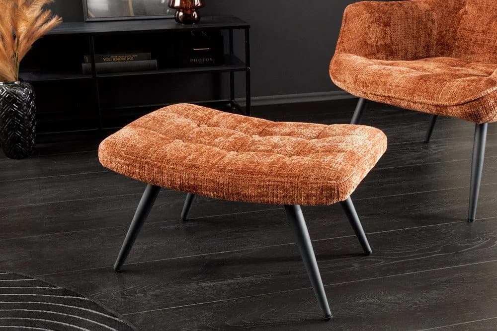 riess-ambiente Fußhocker SCANDINAVIA Chenille rostbraun Metallbeine