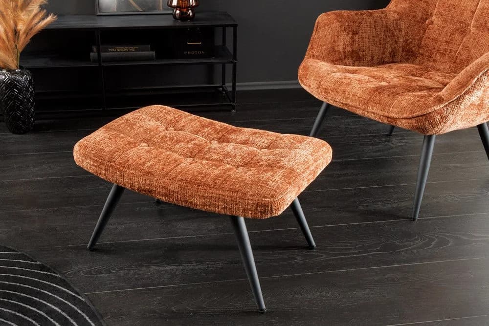 riess-ambiente Fußhocker SCANDINAVIA Chenille rostbraun Metallbeine - Bild 3