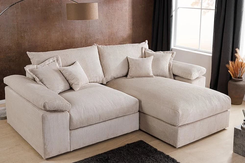 riess-ambiente Ecksofa ATMOSPHERE XL Beige Cord mit Ottomane - Bild 4