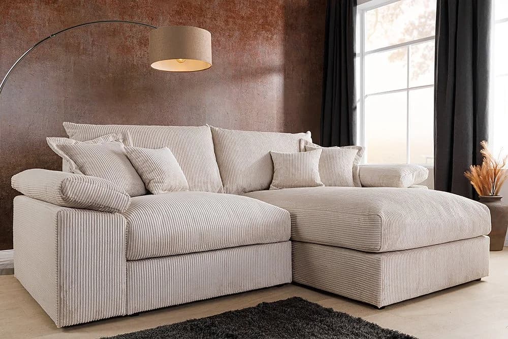 riess-ambiente Ecksofa ATMOSPHERE XL Beige Cord mit Ottomane - Bild 5