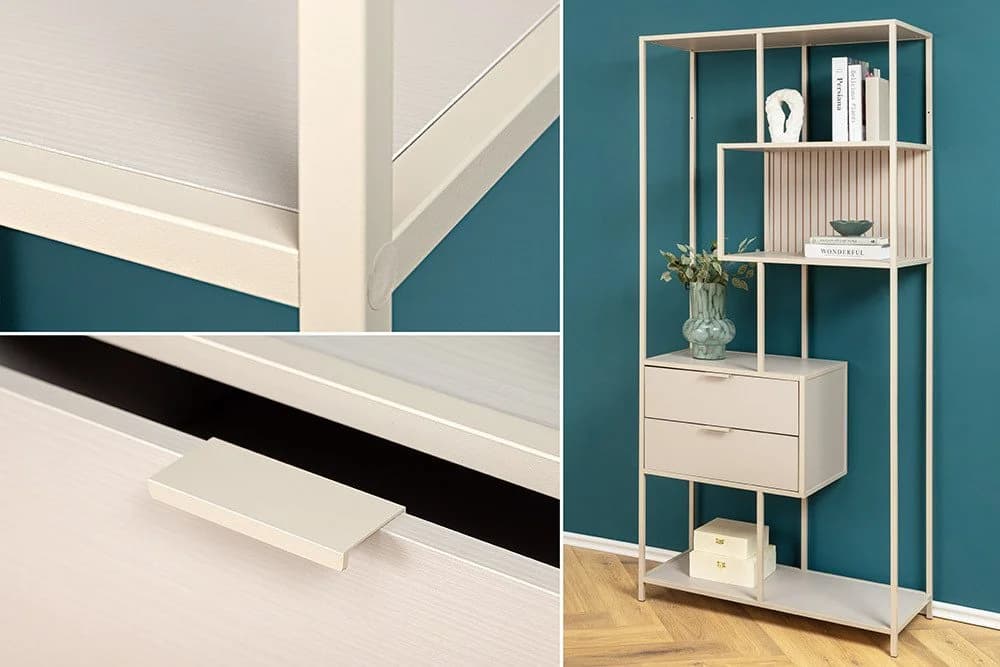 riess-ambiente Bücherregal SLIM LINE Champagner Beige Metall mit Schubladen - Bild 3